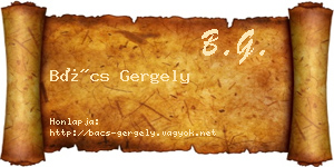 Bács Gergely névjegykártya
